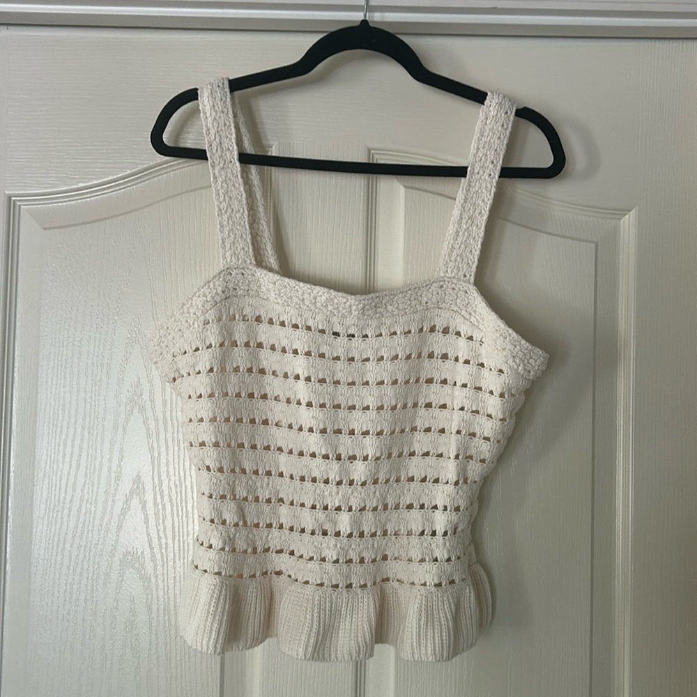 J Crew Crochet ruffle sweater-tank. Never worn but no tags.